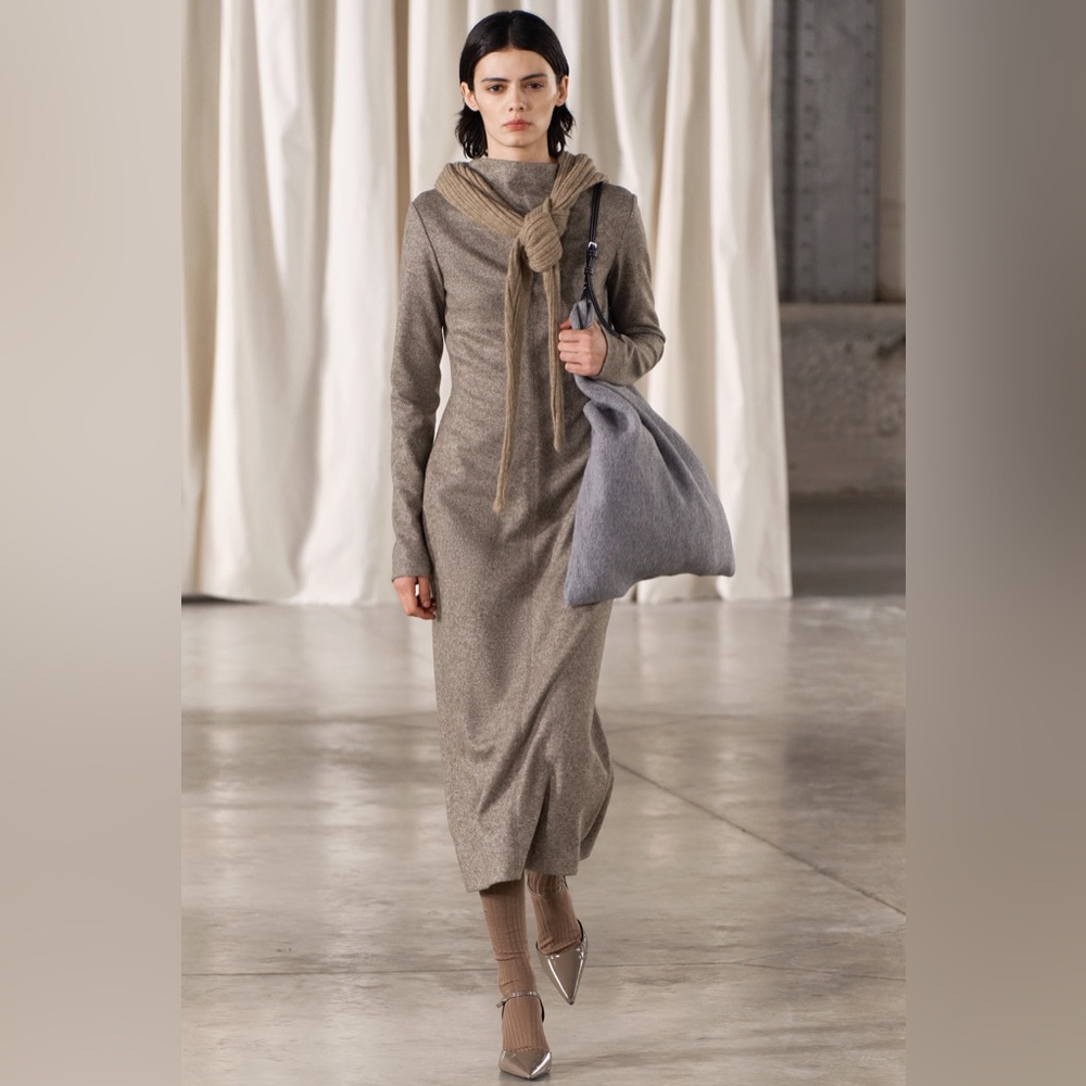 NWT Zara Wool Dress in “Sand” mink color Sz M